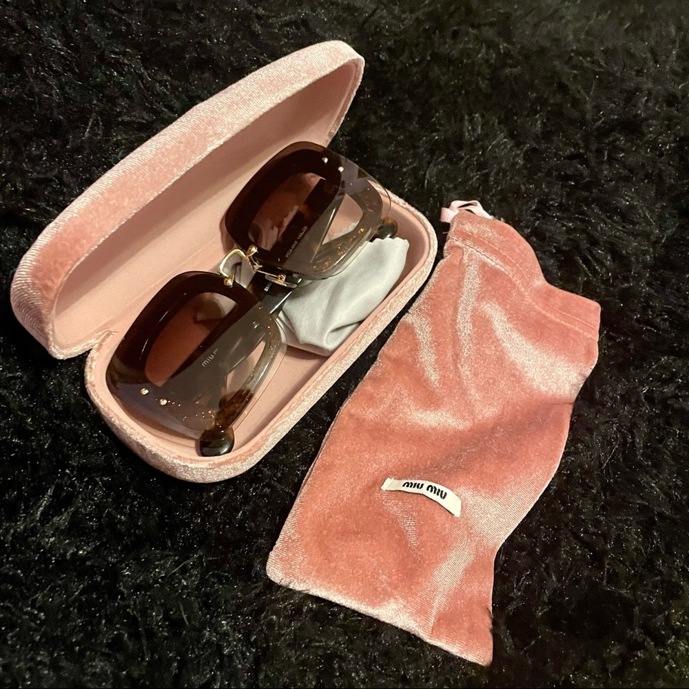 Miu Miu oversized glitter brown tortiseshell sunglasses